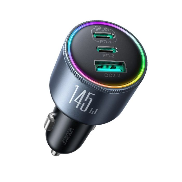 Joyroom JR-CCN07 145W 2xUSB-C/USB-A + 100W JR-CCN07 kábel čierna