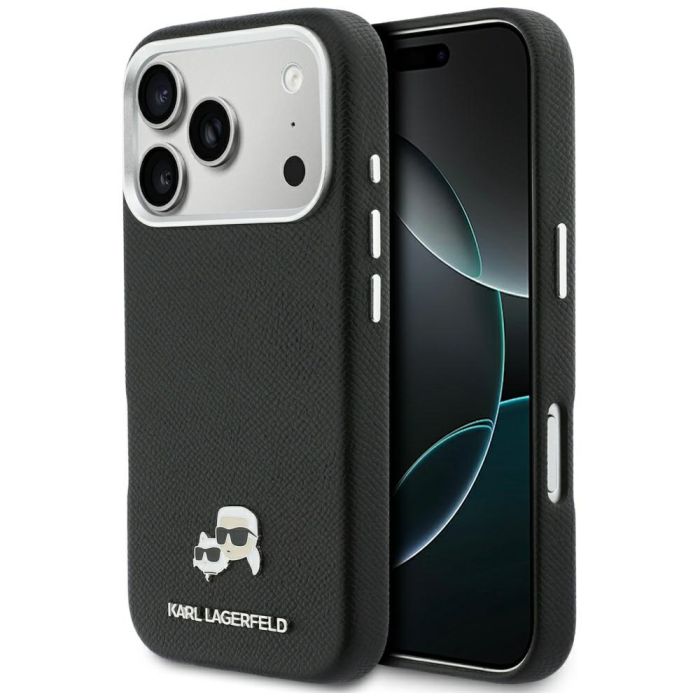 Obal Karl Lagerfeld PU Karl and Choupette Heads Pins MagSafe Apple iPhone 17 Pro Max KLHMP17X6PFKCLK čierny