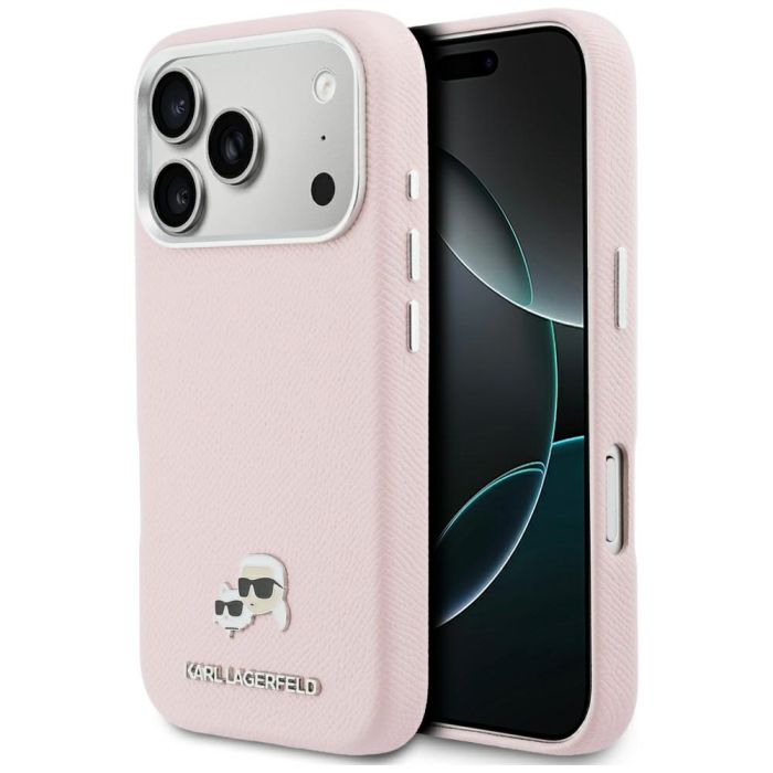 Obal Karl Lagerfeld PU Karl and Choupette Heads Pins MagSafe Apple iPhone 17 Pro KLHMP17L6PFKCLP ružový