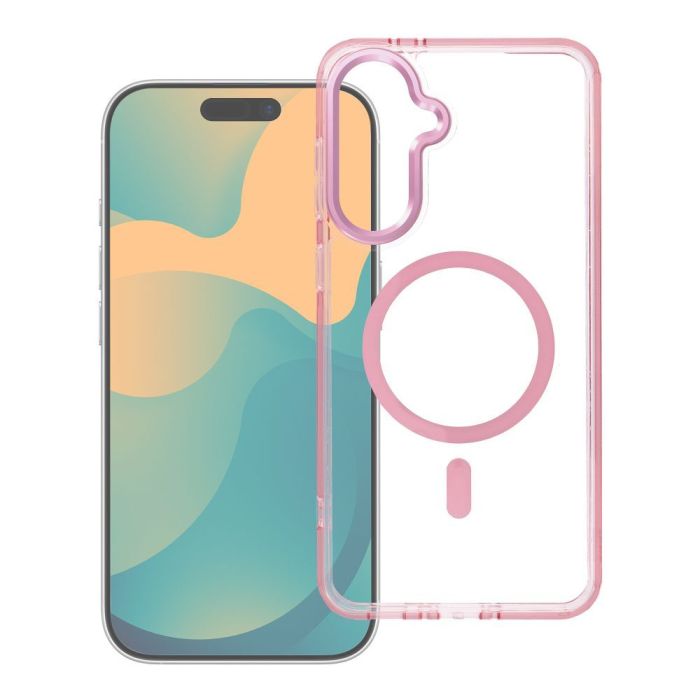 Obal FRAME CLEAR HYBRID MAG COVER MagSafe Samsung Galaxy A57 5G A576 ružový