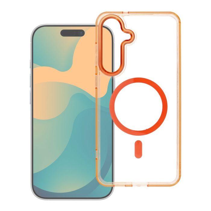Obal FRAME CLEAR HYBRID MAG COVER MagSafe Samsung Galaxy S26 5G S942 oranžový