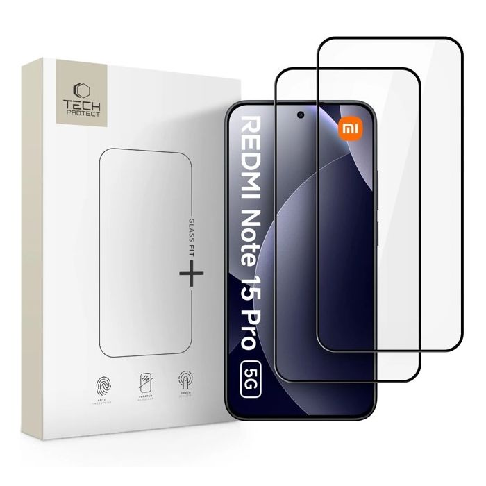 Ochranné sklo Tech-Protect Glass Fit+ Xiaomi Redmi Note 15 Pro 5G čierne (2ks)