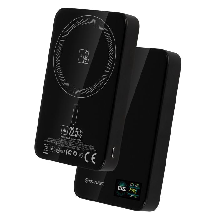 Blavec Slim Magsafe Powerbank BJ-04, 10000 mAh Slim 22,5W 3v1, čierna