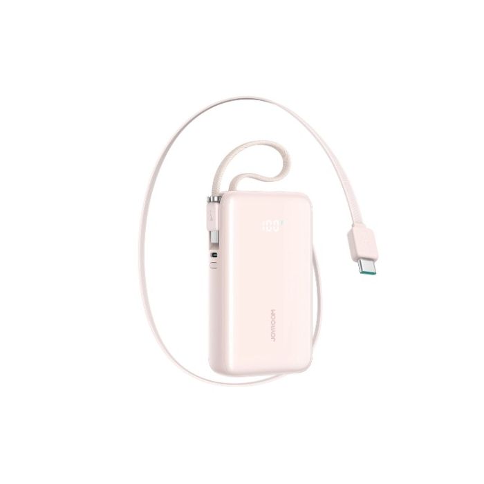 Joyroom JR-PR2L, powerbanka 10000mAh 35W, vstavaný kábel USB-C/USB-C, ružová
