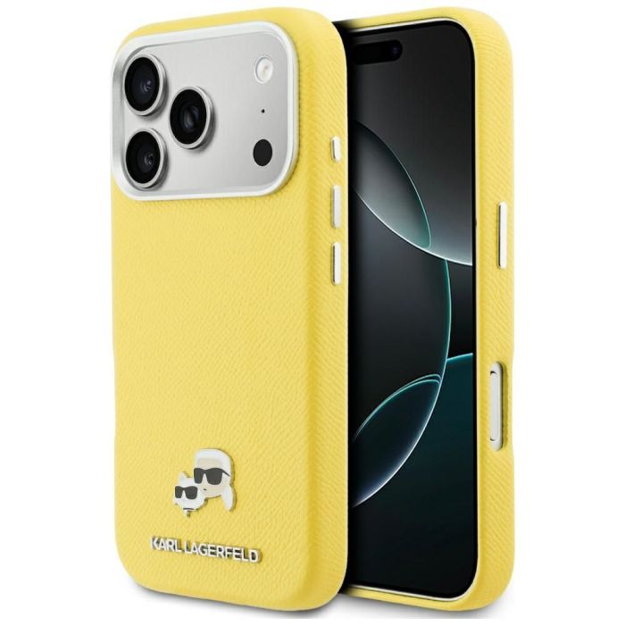 Obal Karl Lagerfeld PU Karl and Choupette Heads Pins MagSafe Apple iPhone 17 Pro KLHMP17L6PFKCLY žltý
