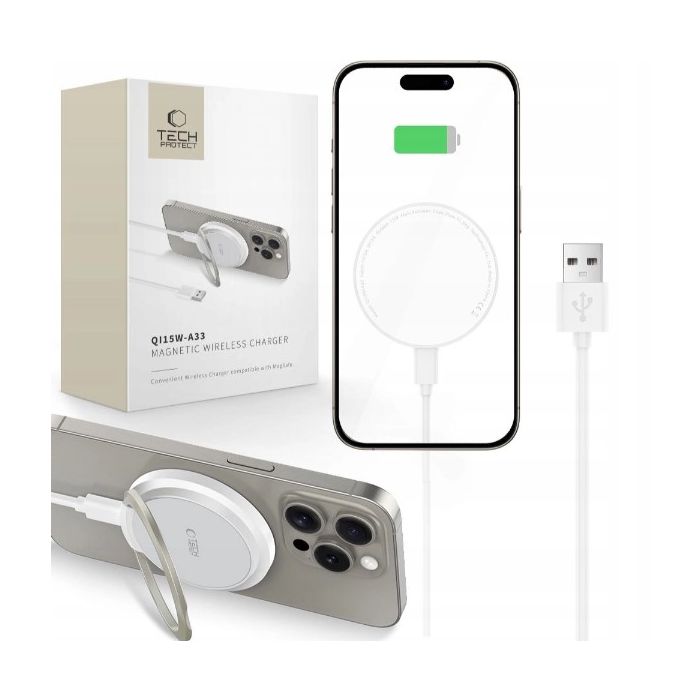 Tech-Protect QI15W-A33 MagSafe nabíjačka/stojan biela