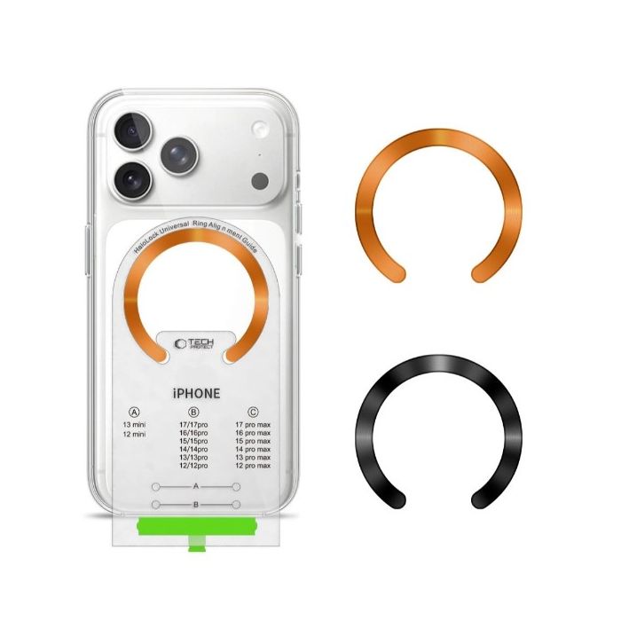 Tech-Protect MMP-210 MagSafe Magnet Ring čierny oranžový (2ks v balení)