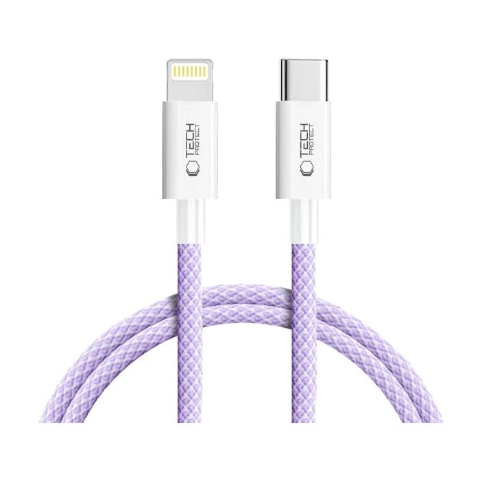 Tech-Protect Ultraboost Lite USB-C/Lightning PD60W/3A 1m fialový