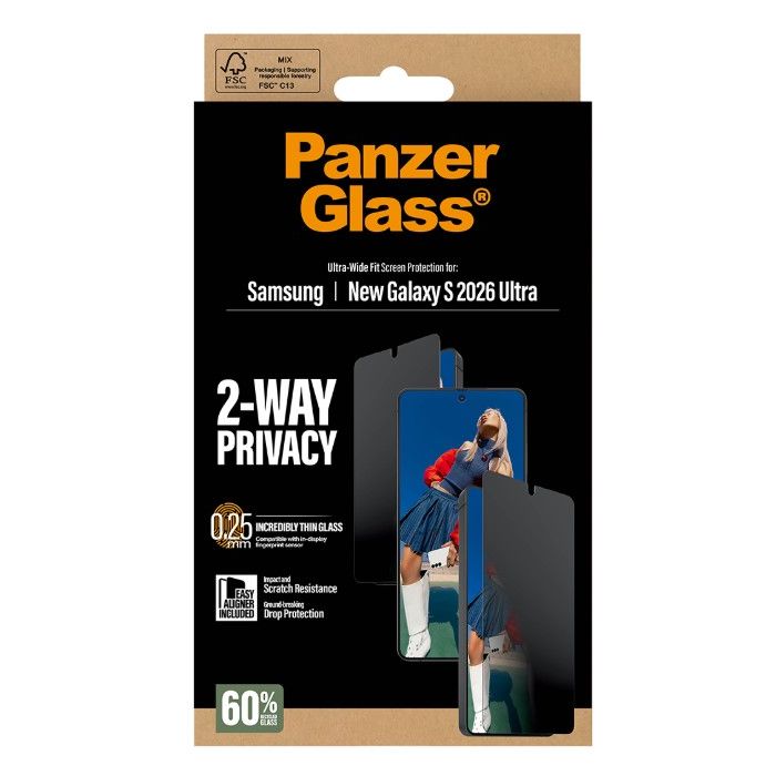 PanzerGlass - Tvrdené sklo UWF 2-Way Privacy s aplikátorom pre Samsung Galaxy S26 Ultra 5G S948, číre