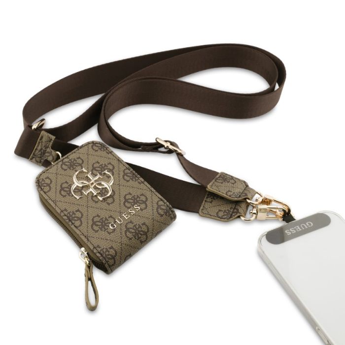 Guess Crossbody Popruh PU 4G Metal Logo + Penaženka GUUCNKP4DGMW hnedá