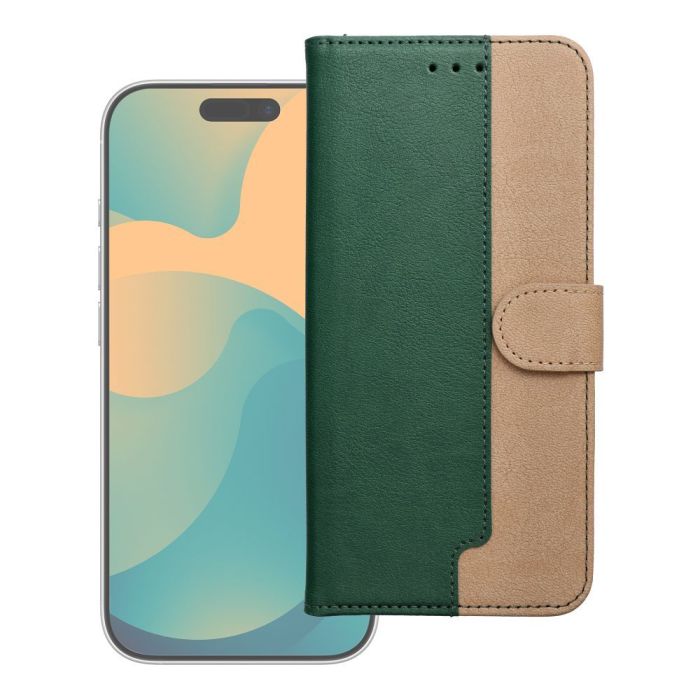 Two-tone Split Book iPhone 17 Pro - zeleno-zlatý