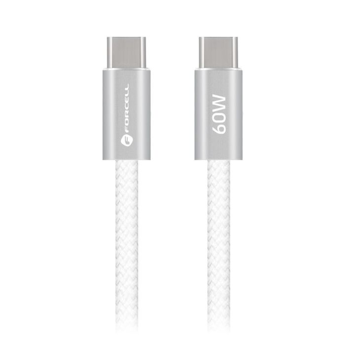 Forcell F-Energy Cafule Color ACYH23, USB-C/USB-C, QC4.0 PD 3A 60W, 1.2m, biely