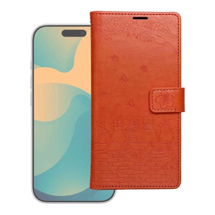 Obal MEZZO Book Xiaomi Redmi Note 15 5G mačky hnedý