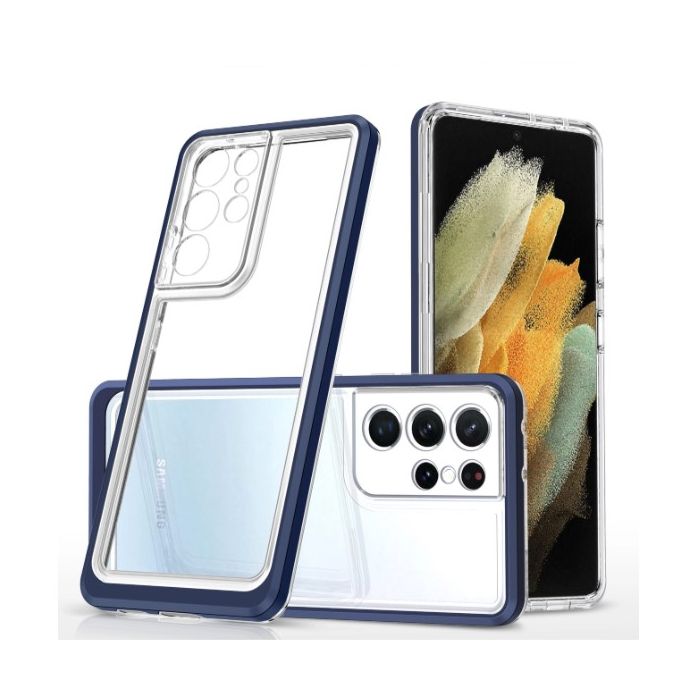 Obal Hybrid Armor 3v1 Samsung Galaxy S22 Ultra 5G S908 transparentno-modrý