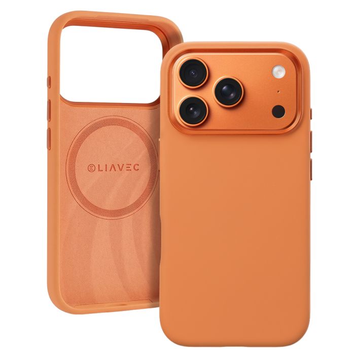Obal Liavec Silky MagSafe Apple iPhone 17 Pro oranžový