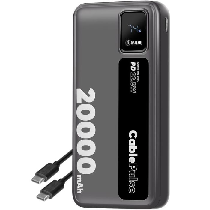 OBAL:ME CablePulse Powerbanka 20000mAh 22,5W čierna