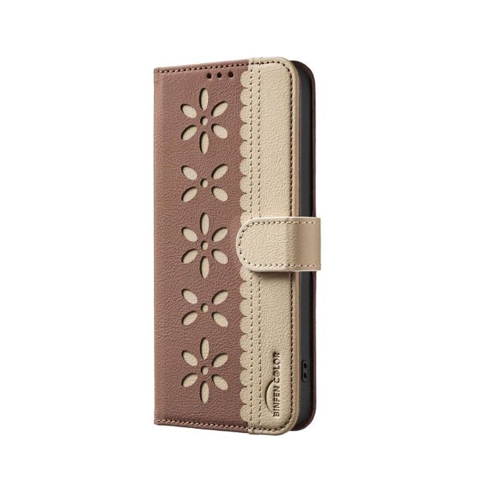 Obal Pattern Book Flower RFID ochrana Xiaomi Redmi A7 Pro hnedý