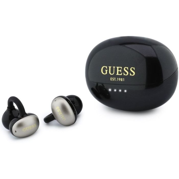 Guess Metallic Finish Classic Logo OWS bezdrôtové slúchadlá GUTWSOL3MEGK čierne