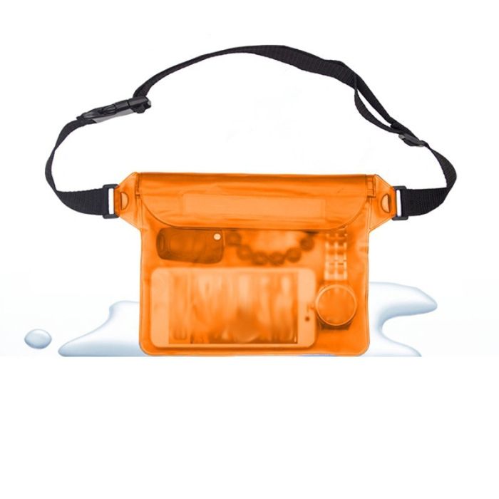 Vodeodolné puzdro na pláž a k vode IPX8, 22 x 15.5 cm - oranžové