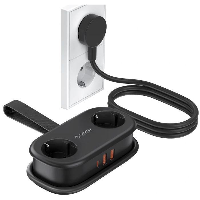 Orico AP3 20W GaN 5in1 Power Strip, 2xAC + 2xUSB-A + 1xUSB-C, čierna