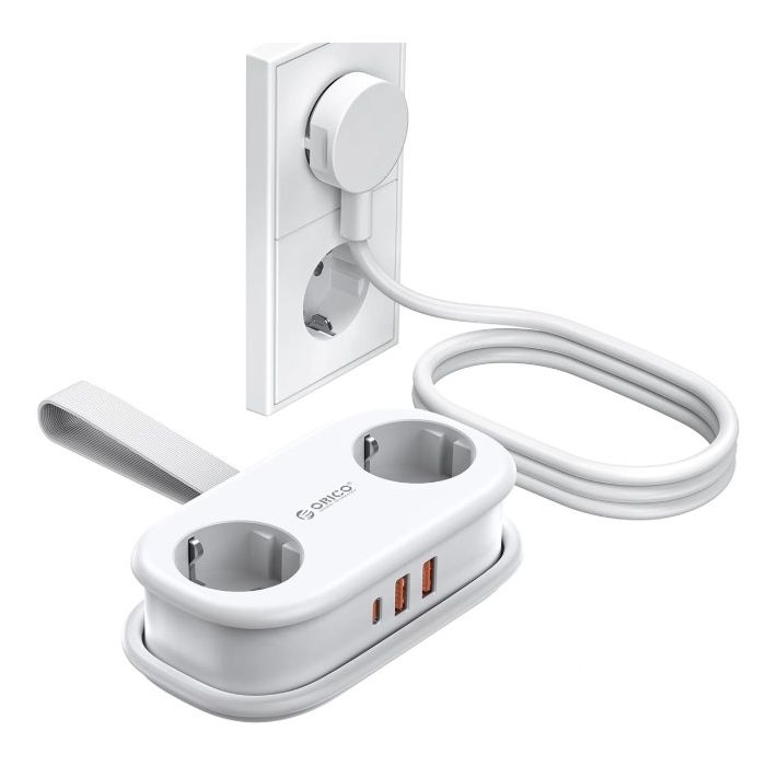 Orico AP3 20W GaN 5in1 Power Strip, 2xAC + 2xUSB-A + 1xUSB-C, biela