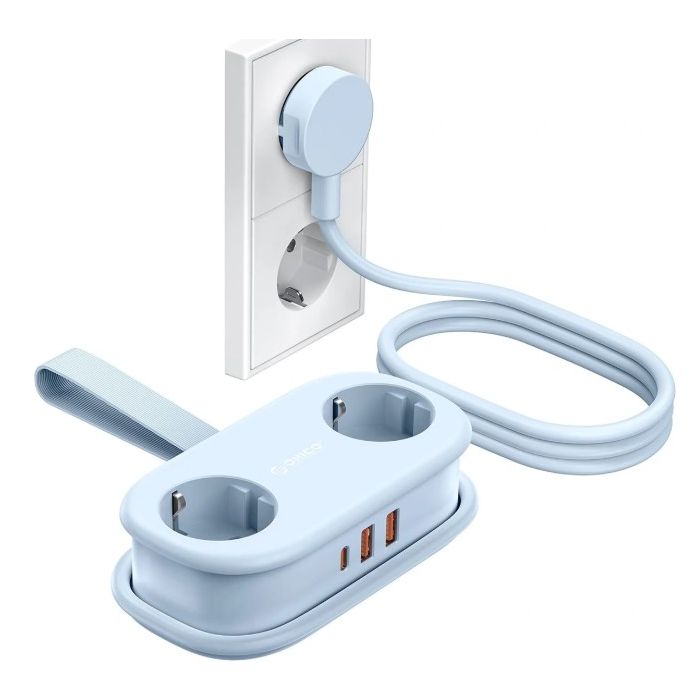 Orico AP3 20W GaN 5in1 Power Strip, 2xAC + 2xUSB-A + 1xUSB-C, modrá