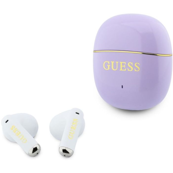 Guess Gold Line Glossy Classic Logo TWS bezdrôtové slúchadlá GUTWSG3HGECU fialové