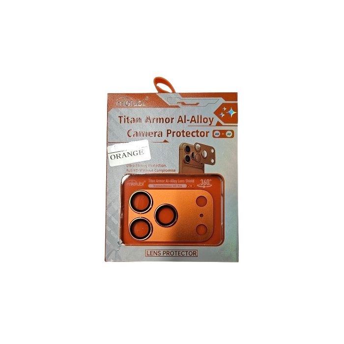 Ochranné sklo na fotoaparát Mietubl Titan Armor Apple iPhone 17 Pro oranžové