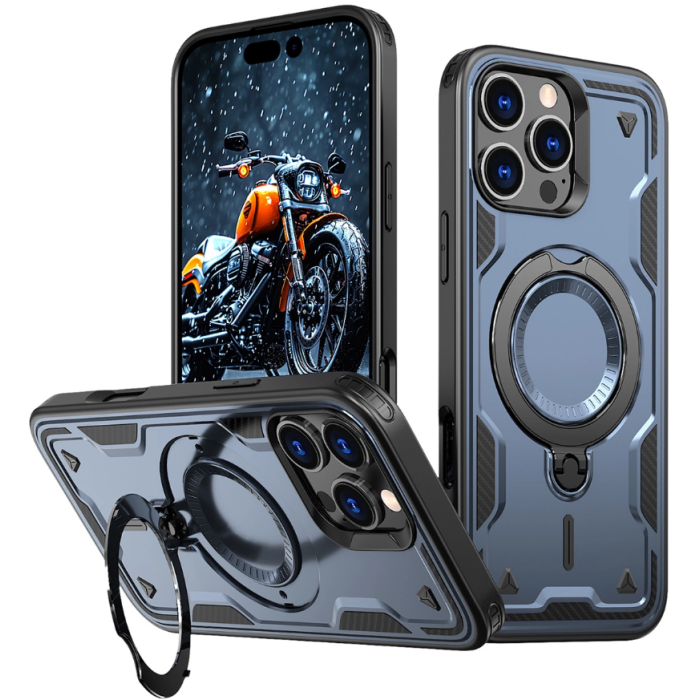 Obal Hybrid Armor Ring MagSafe Apple iPhone 16 Pro modrý
