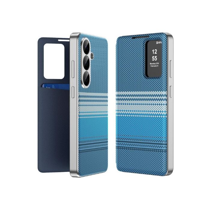 Obal Rainbow Plaid Vegan View Book Samsung Galaxy A57 5G A576 modrý