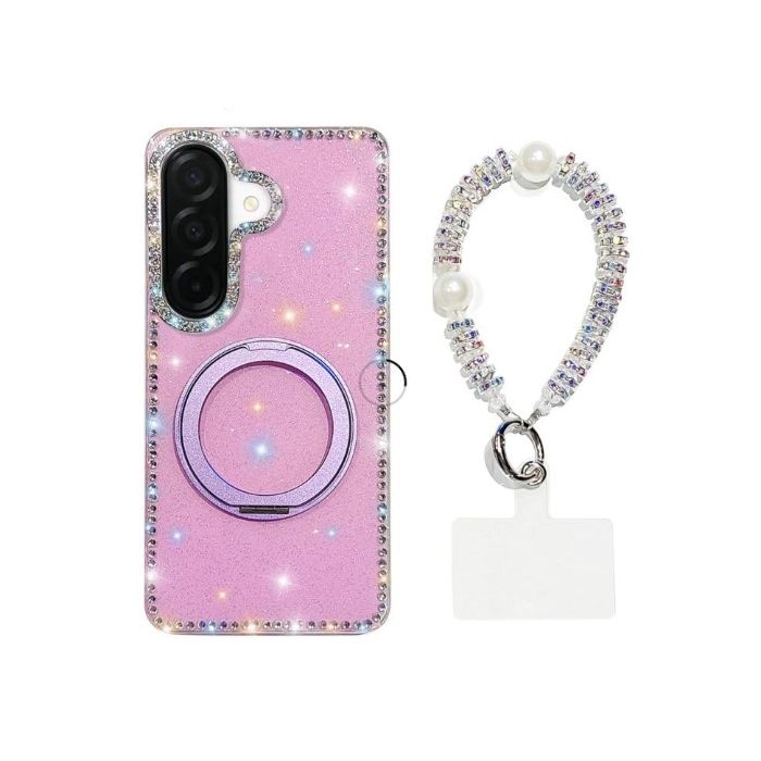 Obal Diamond IMD 360 Ring Holder  Diamond Strap Samsung Galaxy A57 5G A576 fialový