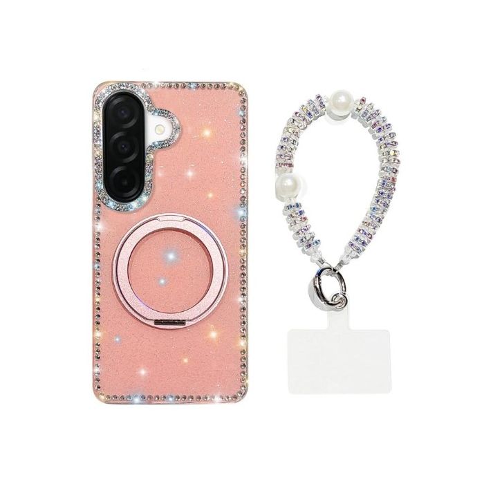 Obal Diamond IMD 360 Ring Holder  Diamond Strap Samsung Galaxy A57 5G A576 ružový