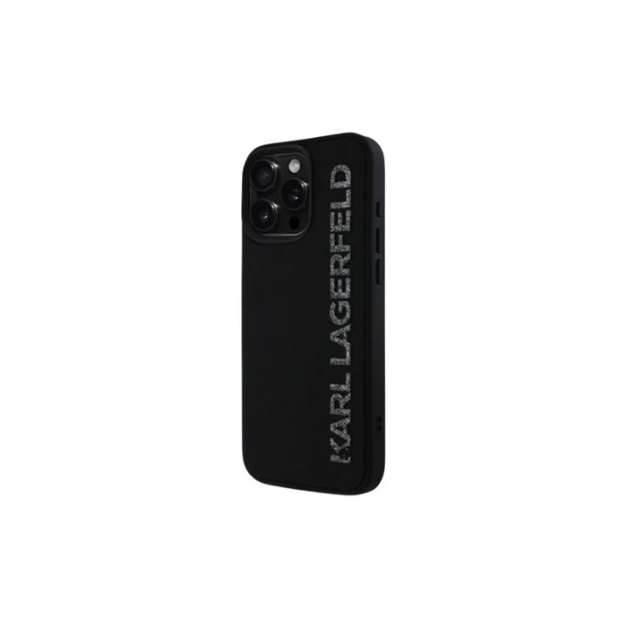 Karl Lagerfeld 3D Rubber Glitter Logo Apple iPhone 16 Pro Max KLHCP16XRBKGVCK Black
