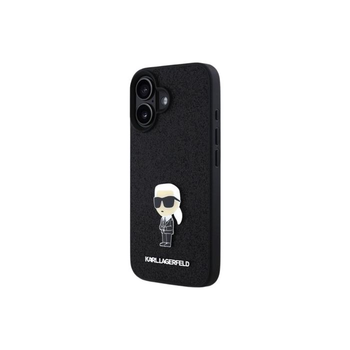 Karl Lagerfeld Fixed Glitter Metal Ikonik Apple iPhone 16 KLHCP16SGKNPSK Black