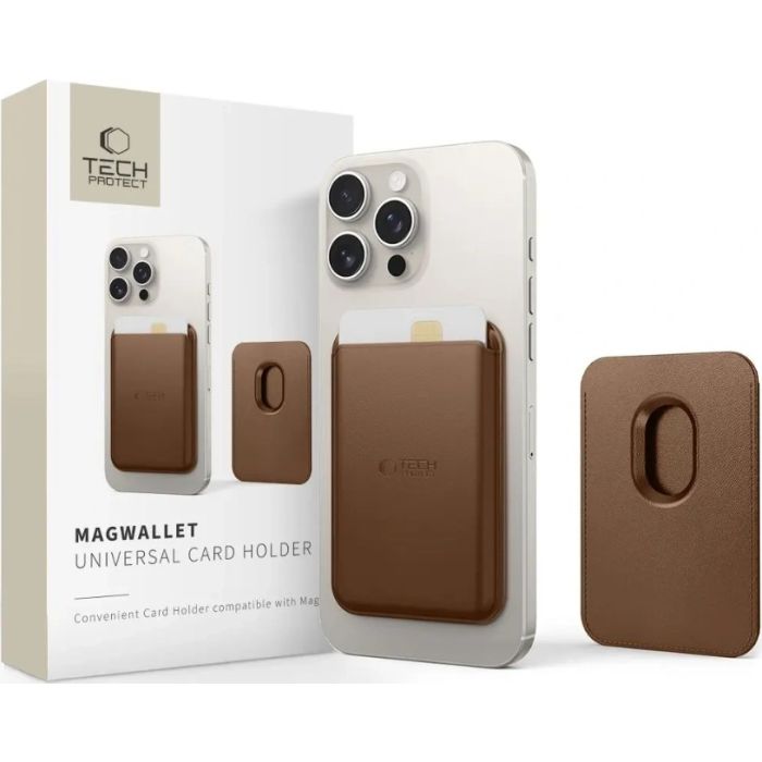Tech-Protect MagWallet MagSafe Universal Magnetic Card Holder Brown