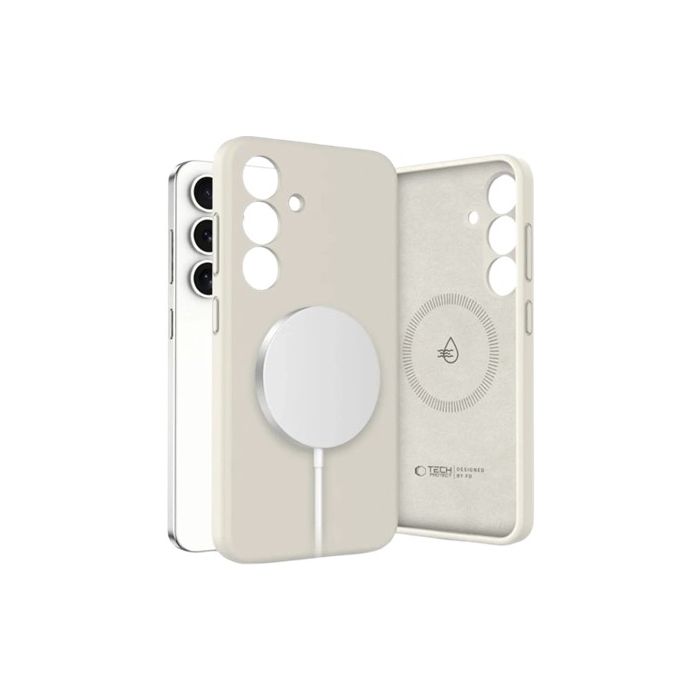 Tech-Protect Liquid Silicone MagSafe Samsung Galaxy S25 5G S931 Cosmic Latte