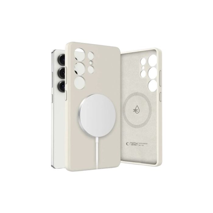Tech-Protect Liquid Silicone MagSafe Samsung Galaxy S25 Ultra 5G S938 Cosmic Latte