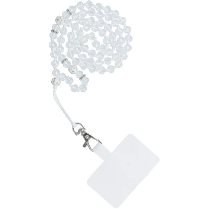 CRYSTAL DIAMOND pendant for the phone 74cm (37cm in the loop) white