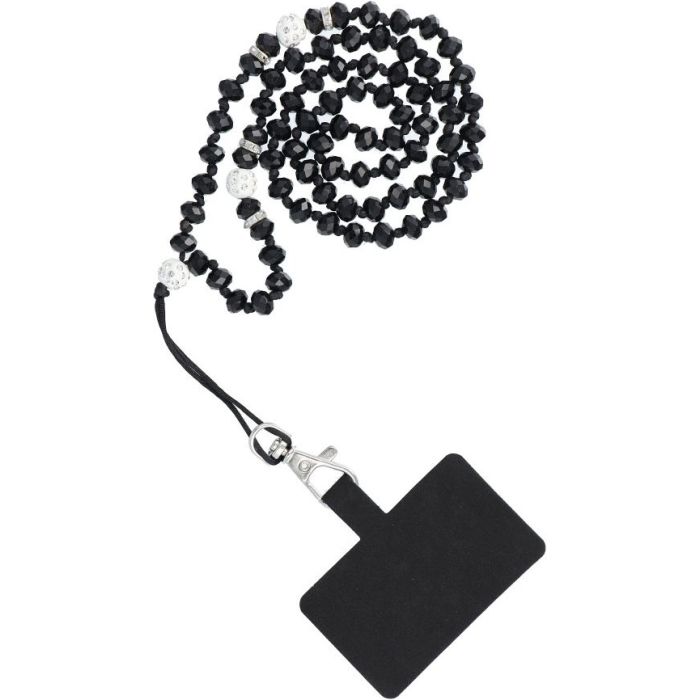 CRYSTAL DIAMOND pendant for the phone 74cm (37cm in the loop) black