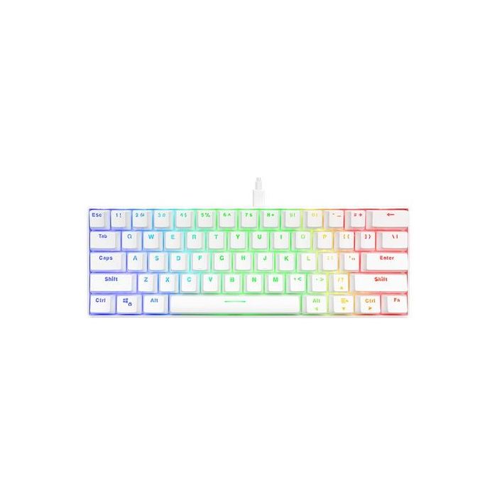 DELTACO GAM-075-W-US WK85R, USB-C, RGB, US, mechanická,  biela