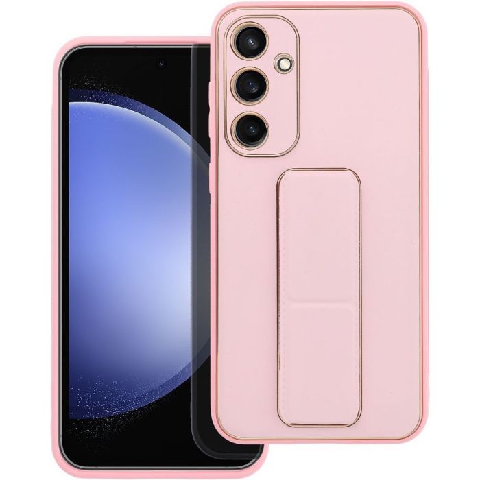 LEATHER Case Kickstand Samsung Galaxy S24 FE 5G S721 pink