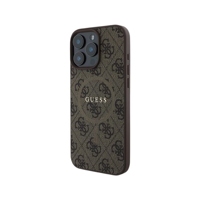 Guess PU Leather 4G Colored Ring MagSafe Apple iPhone 16 Pro GUHMP16LG4GFRW Brown