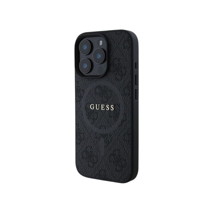 Guess PU Leather 4G Colored Ring MagSafe Apple iPhone 16 Pro GUHMP16LG4GFRK Black