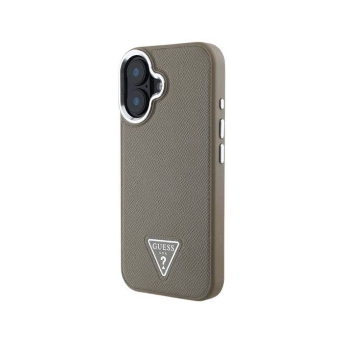 Guess PU Grained Triangle Logo Apple iPhone 16 GUHMP16SPGTSPSW Brown