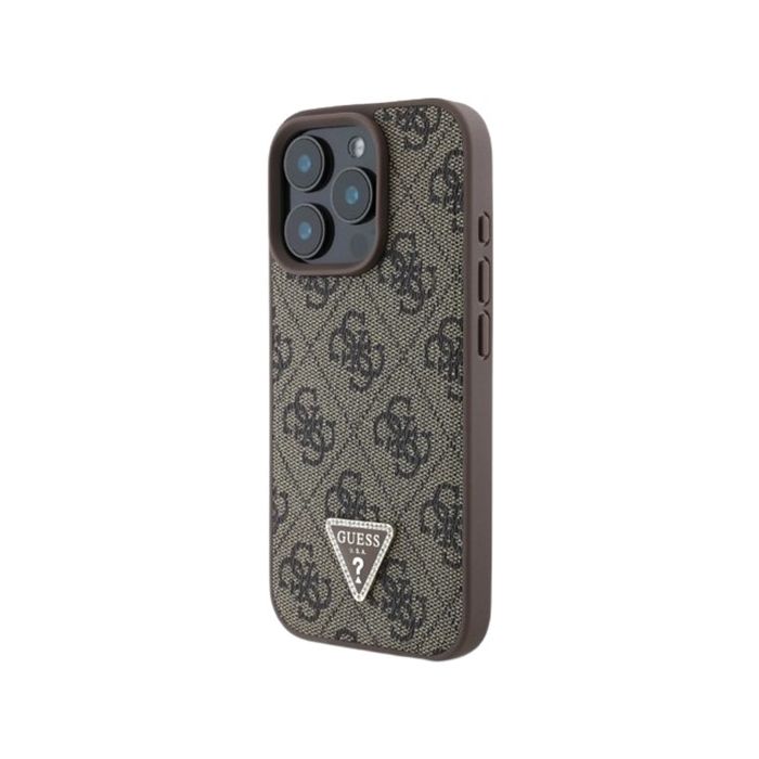 Guess PU 4G Strass Triangle Metal Logo Apple iPhone 16 Pro Max GUHCP16XP4TDPW Brown
