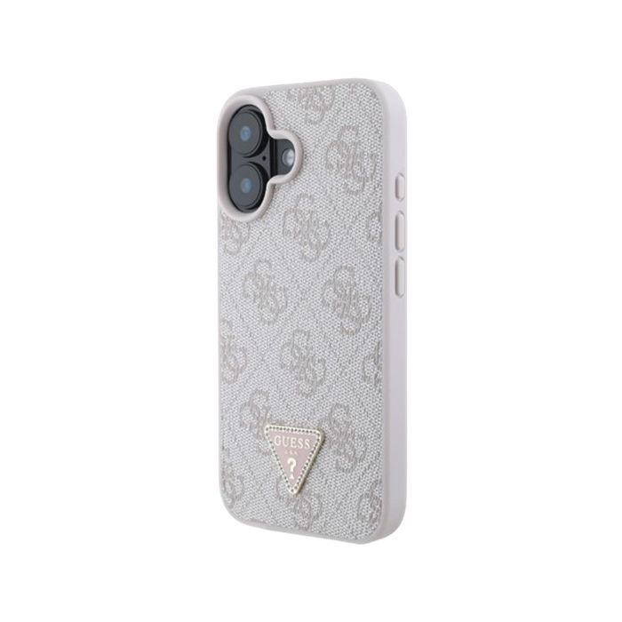 Guess PU 4G Strass Triangle Metal Logo Apple iPhone 16 GUHCP16SP4TDPP Pink