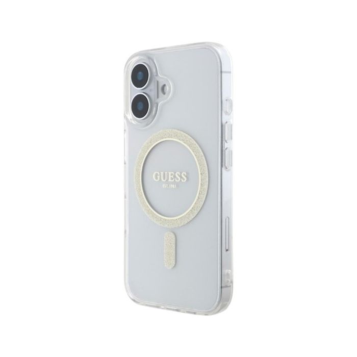 Guess IML Glitter Ring MagSafe Apple iPhone 16 Plus GUHMP16MHFGERET Transparent