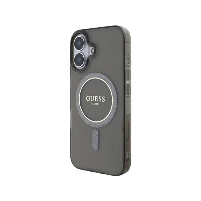 Guess IML Glitter Ring MagSafe Apple iPhone 16 GUHMP16SHFGEREK Black