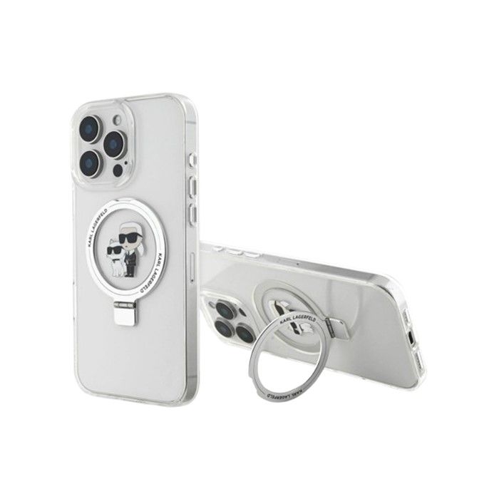 Karl Lagerfeld Ringstand Karl and Choupette MagSafe Apple iPhone 16 Pro Max KLHMP16XHMRSKCH White