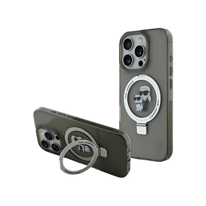 Karl Lagerfeld Ringstand Karl and Choupette MagSafe Apple iPhone 16 Pro KLHMP16LHMRSKCK Black
